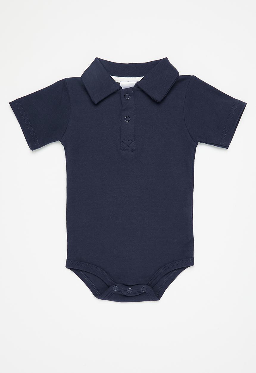 Pop Candy - Baby boys collared romper - navy