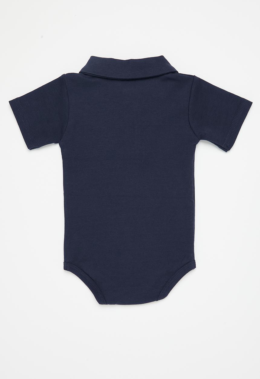 Pop Candy - Baby boys collared romper - navy