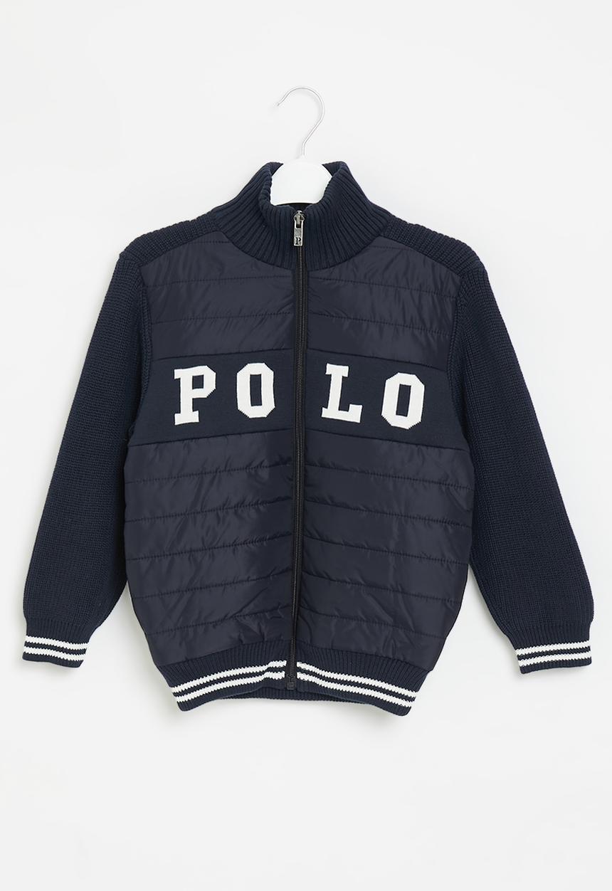 POLO - Boys knitted ls zip thru jacket - navy