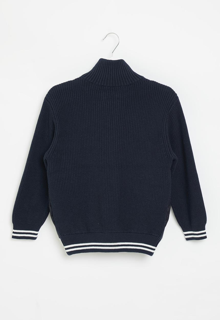 POLO - Boys knitted ls zip thru jacket - navy