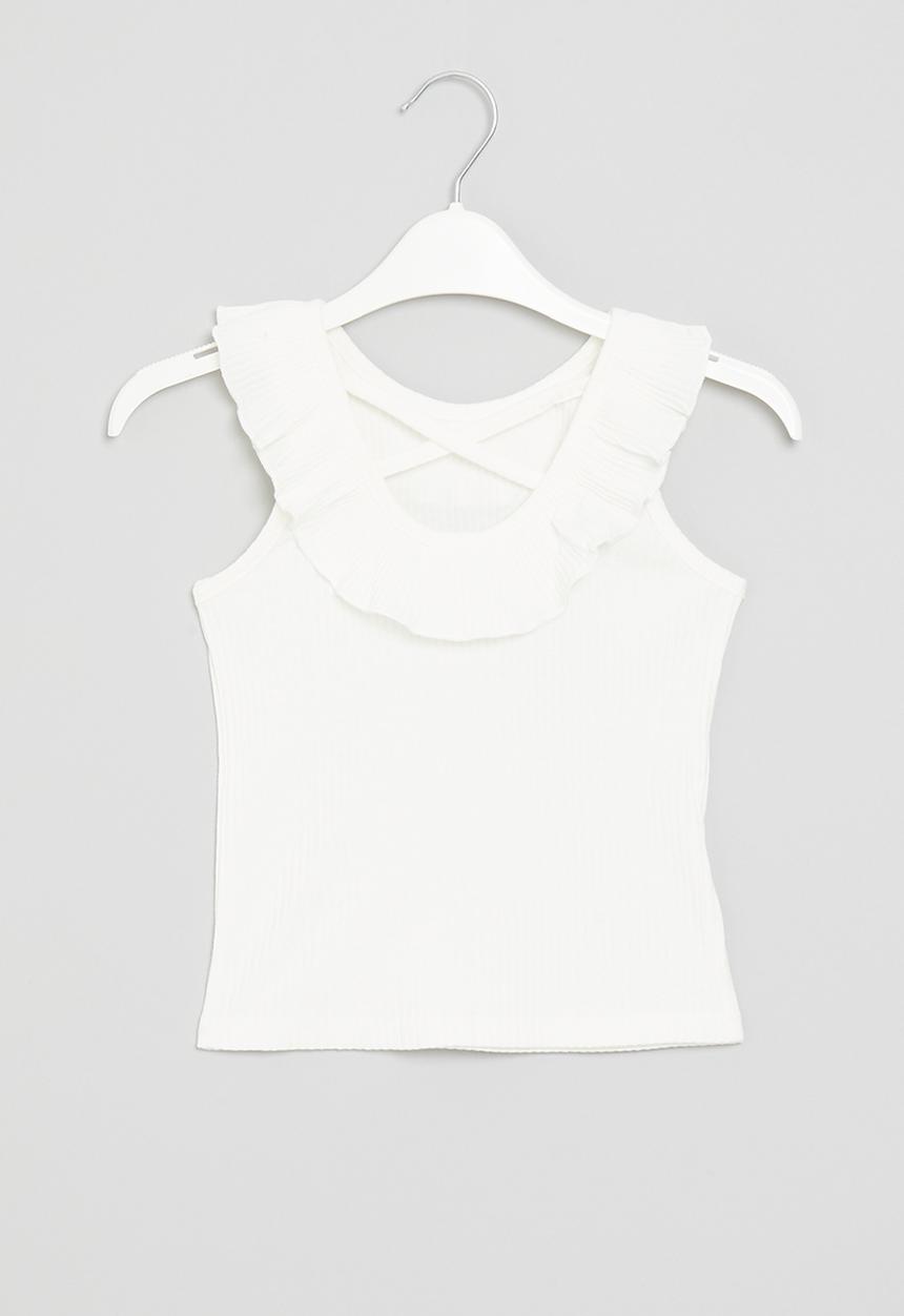 Pop Candy - Rib sleeveless top - white