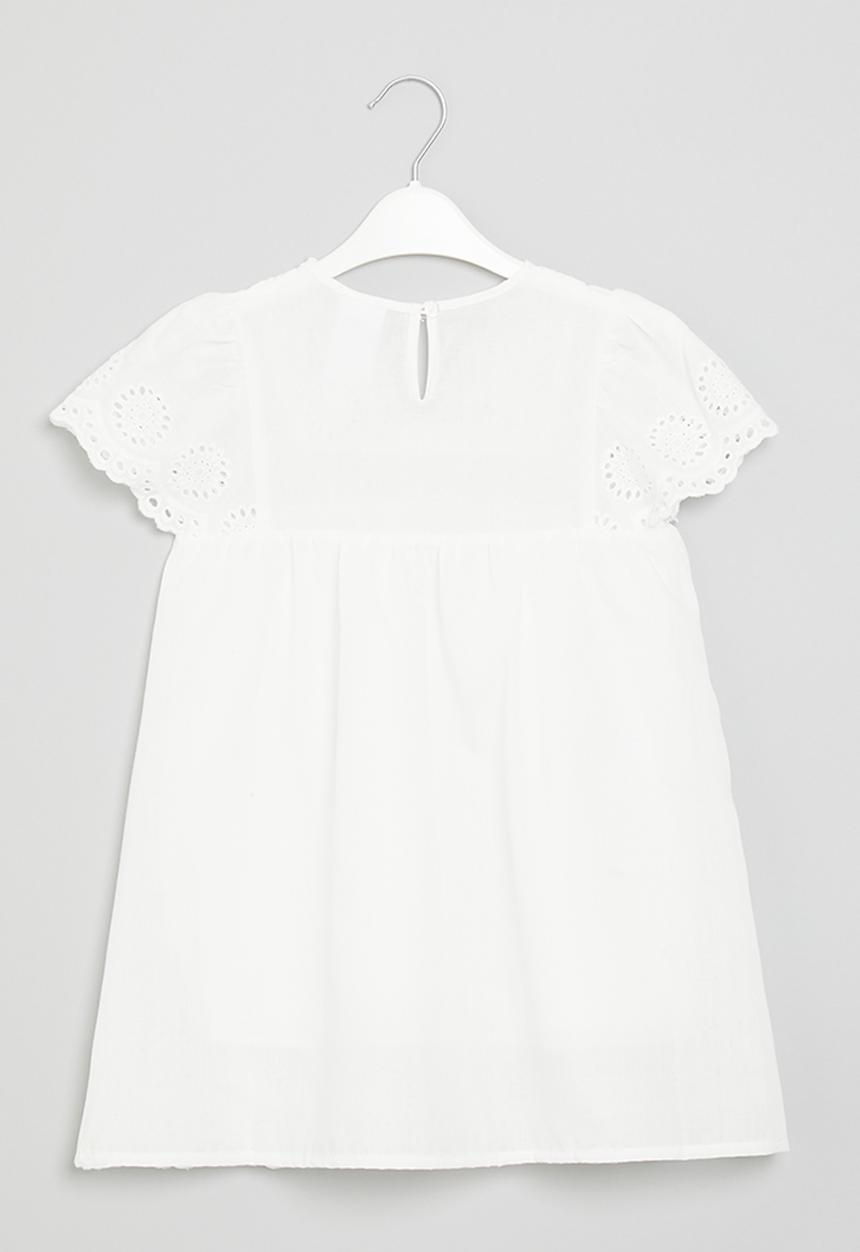 Pop Candy - Anglaise detail dress- white