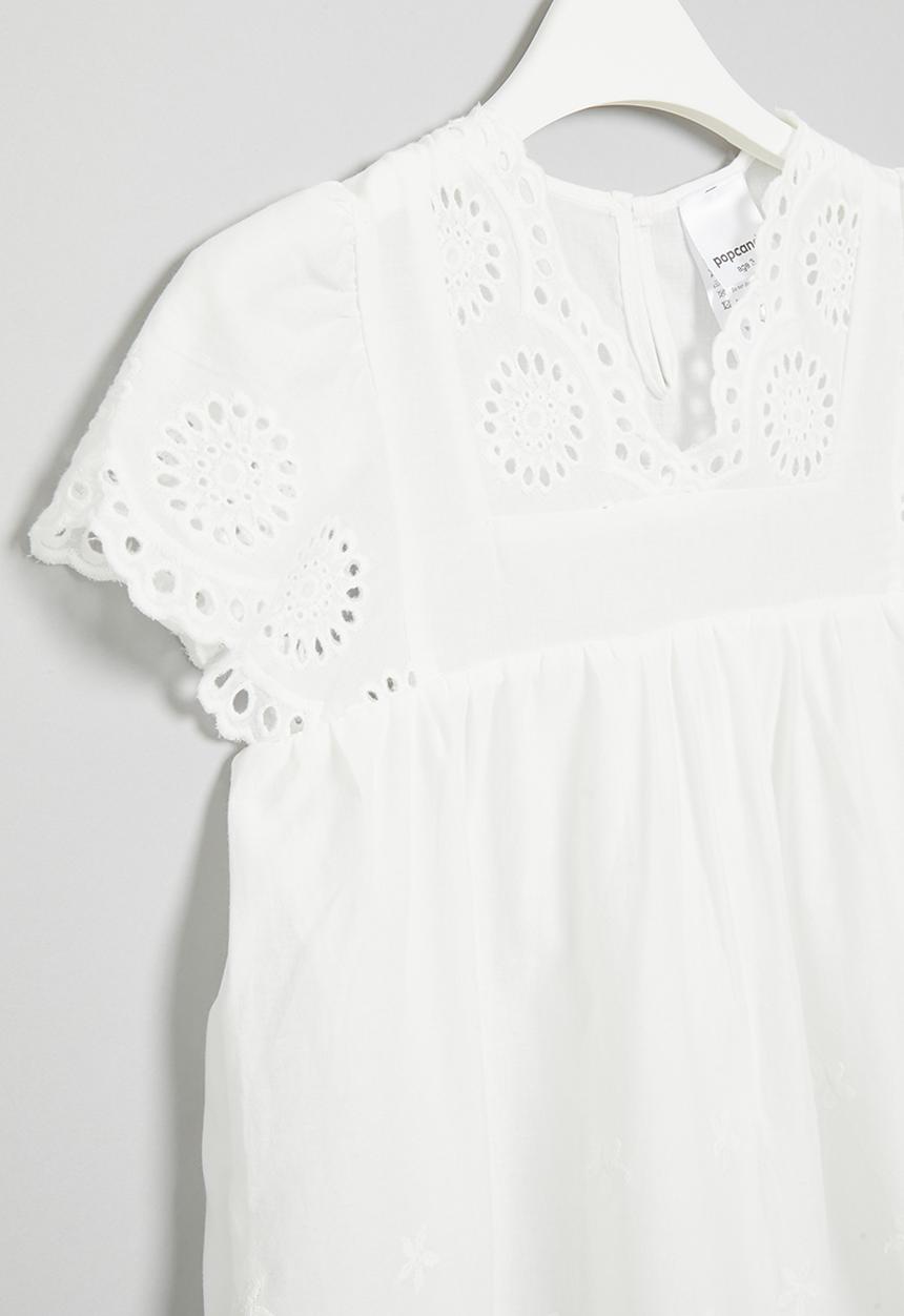Pop Candy - Anglaise detail dress- white