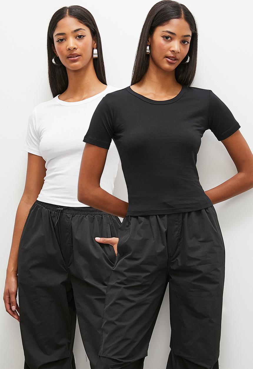 Blake - 2 Pack crew plain baby  tee - black and white