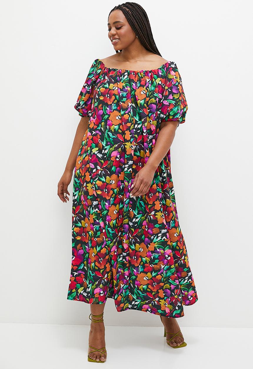 MILLA - Bardot volume maxi dress - multi