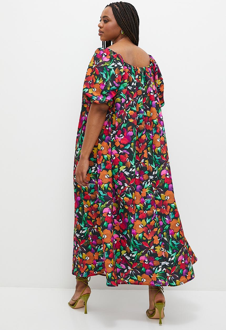 MILLA - Bardot volume maxi dress - multi