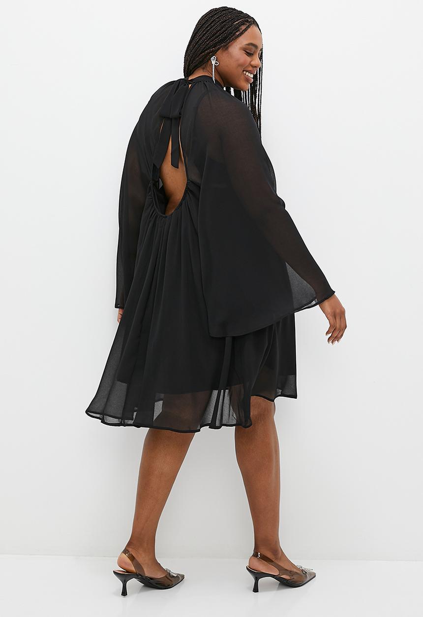 MILLA - Trapeze chiffon mini - black