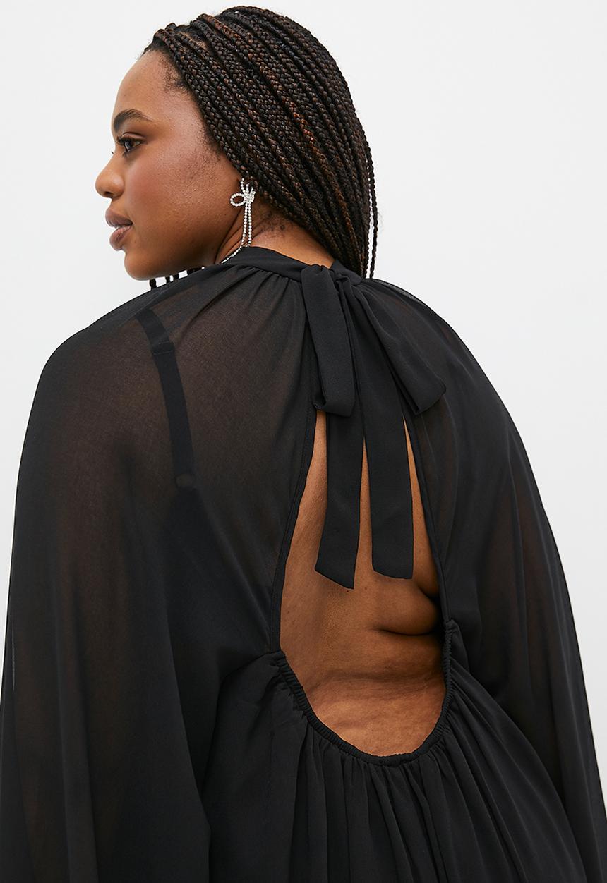 MILLA - Trapeze chiffon mini - black