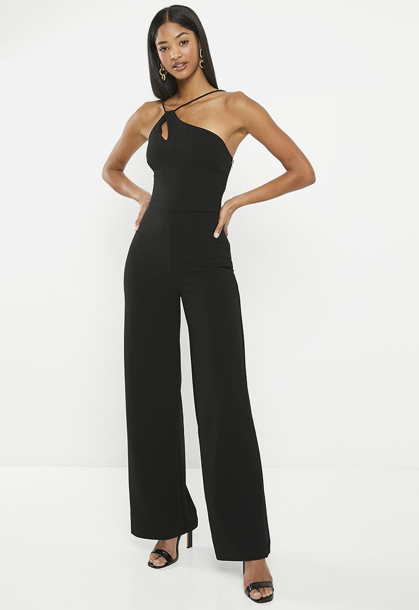 SISSY BOY - No worries: asymmetric jumpsuit with leg opening - black