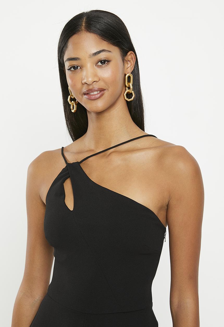 SISSY BOY - No worries: asymmetric jumpsuit with leg opening - black