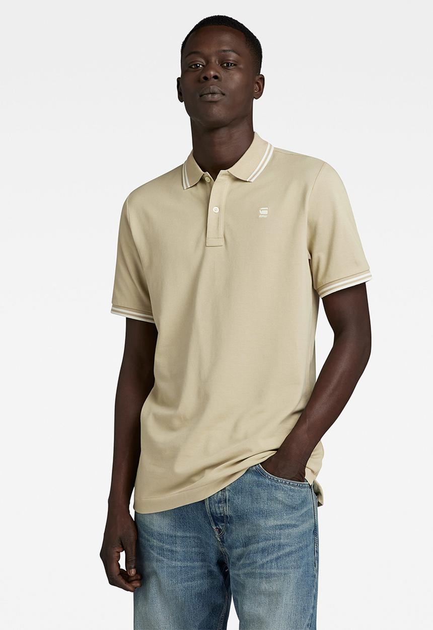 G-STAR - Dunda slim stripe polo short sleeve premium stretch - westpoint khaki
