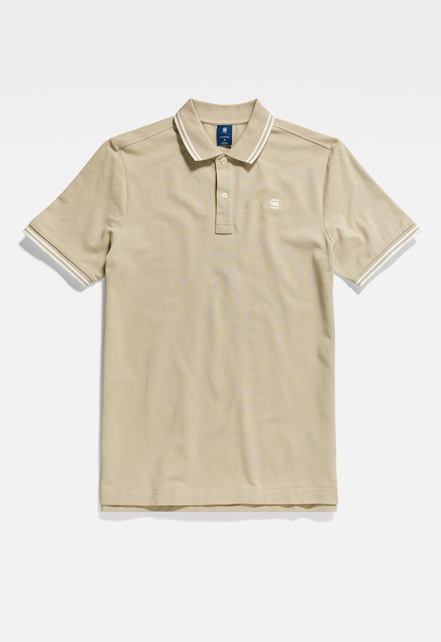 G-STAR - Dunda slim stripe polo short sleeve premium stretch - westpoint khaki