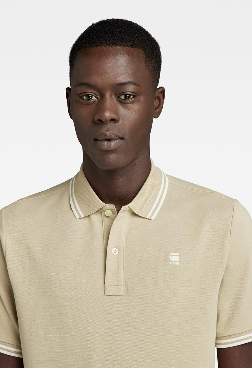 G-STAR - Dunda slim stripe polo short sleeve premium stretch - westpoint khaki
