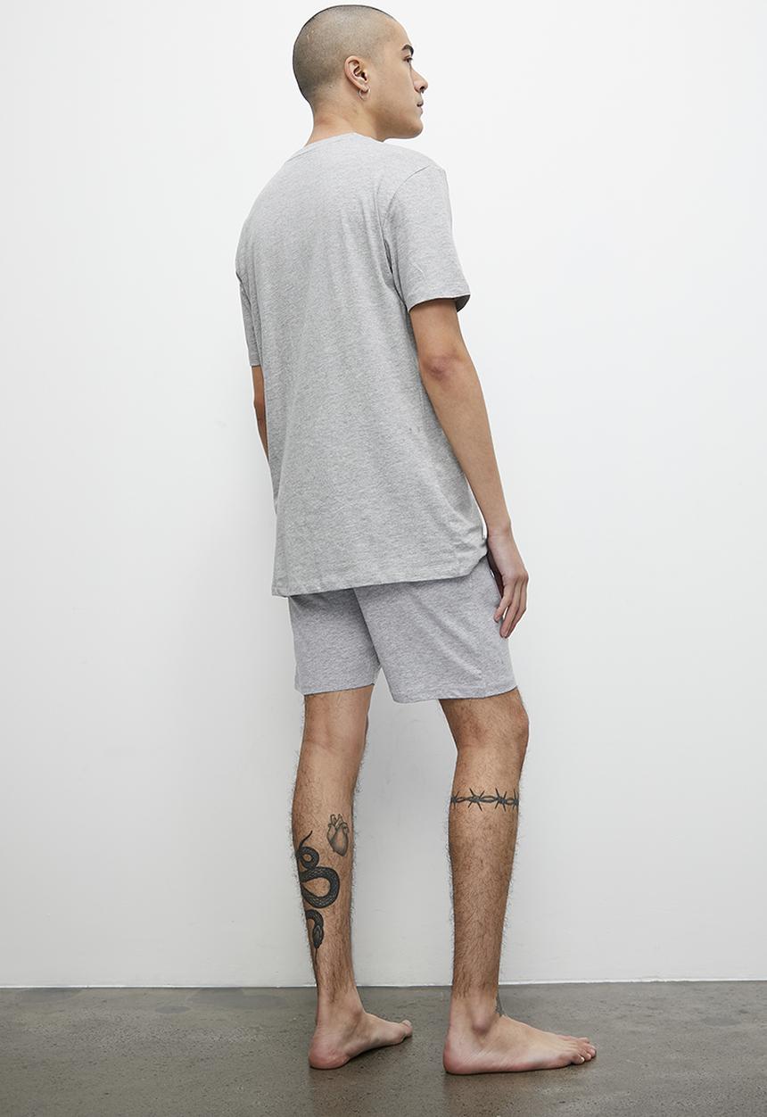 Superbalist - Regular fit knit sleep shorts & T-shirt set - grey melange