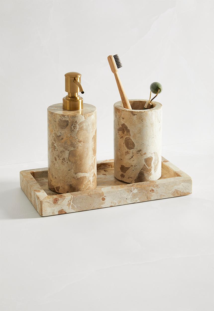 Sixth Floor - Capri beige marble soap dispenser - natural