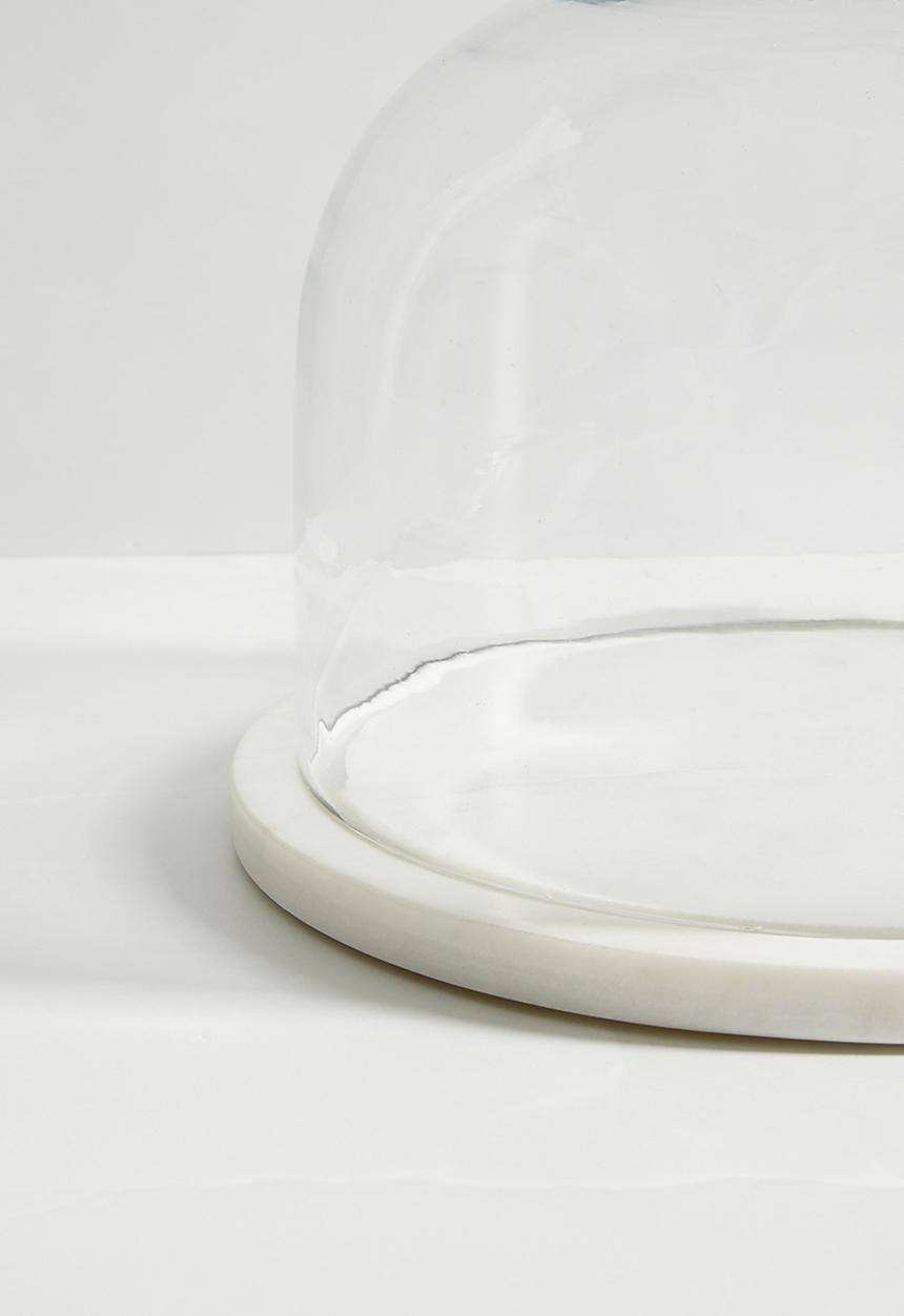 Sixth Floor - Stella marble cake dome - white & clear