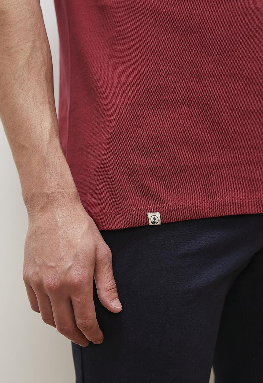 Lark & Crosse - Brian stripe collar golfer - plum