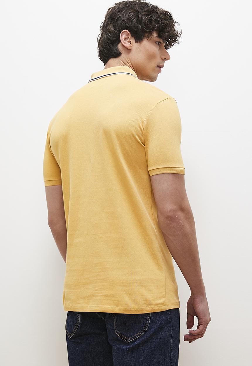Lark & Crosse - Brian stripe collar golfer - stone