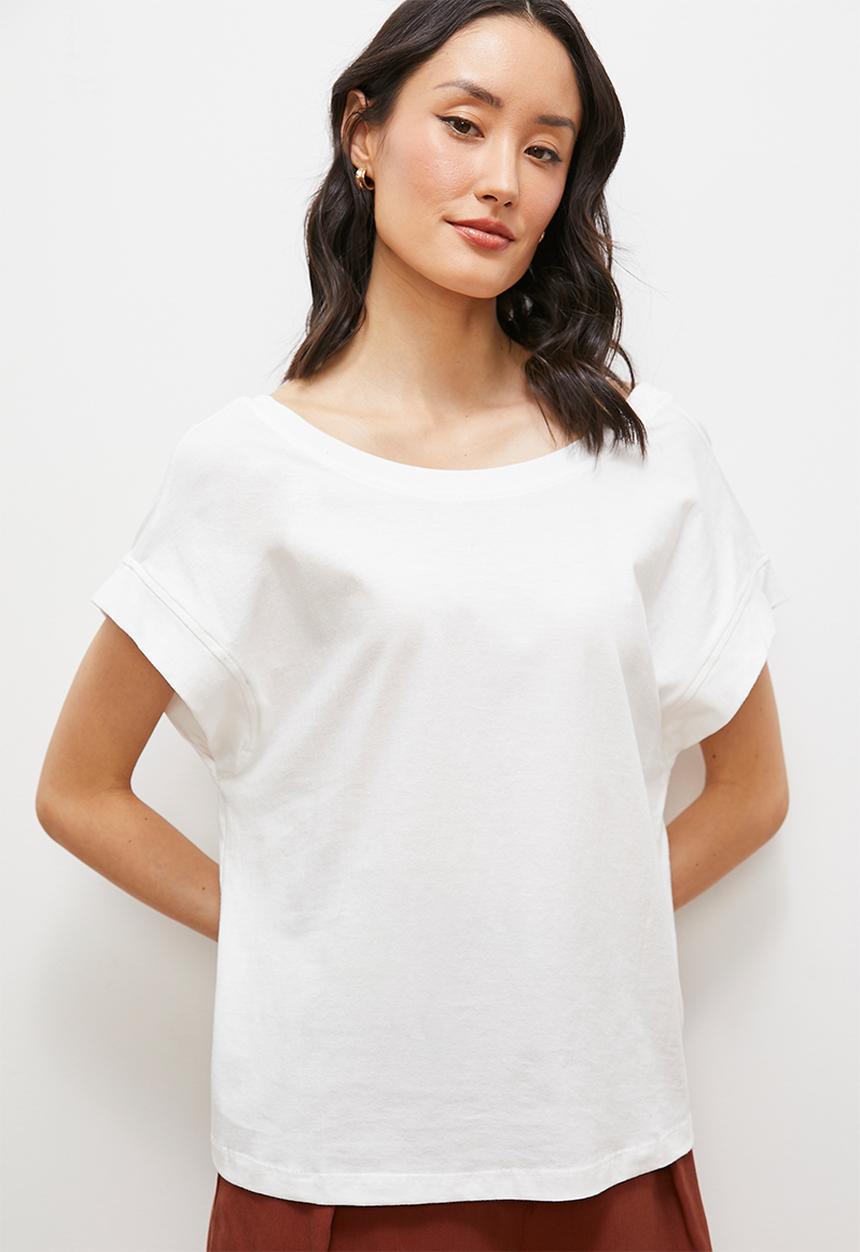 edit - Scoop back easy top - white