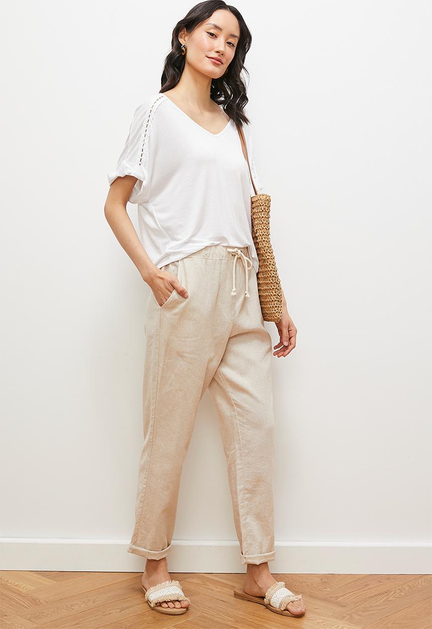 edit - V-neck ladder lace top - white 