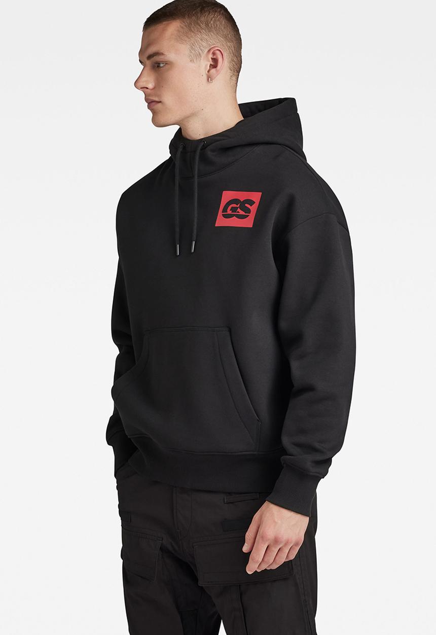 G-STAR - GS RAW back gr hdd loose sw dry ashor sweat - dk black