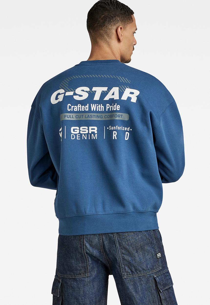 G-STAR - Old skool back gr loose sw dry ashor sweat - rank blue