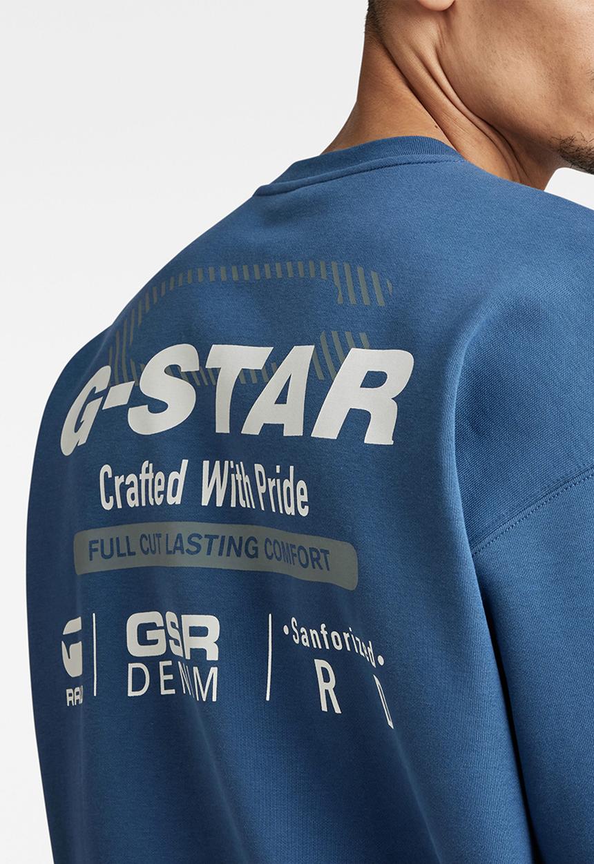 G-STAR - Old skool back gr loose sw dry ashor sweat - rank blue