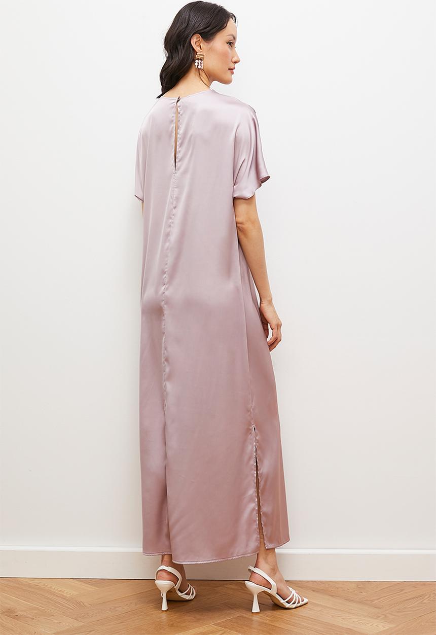 edit - Grown on sleeve satin maxi - taupe