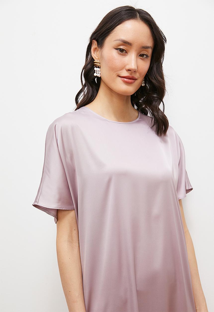 edit - Grown on sleeve satin maxi - taupe