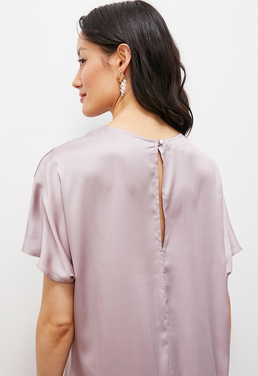 edit - Grown on sleeve satin maxi - taupe
