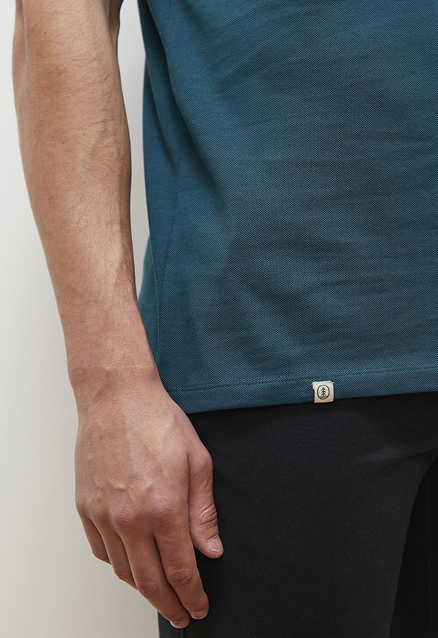Lark & Crosse - Brian stripe collar golfer - navy