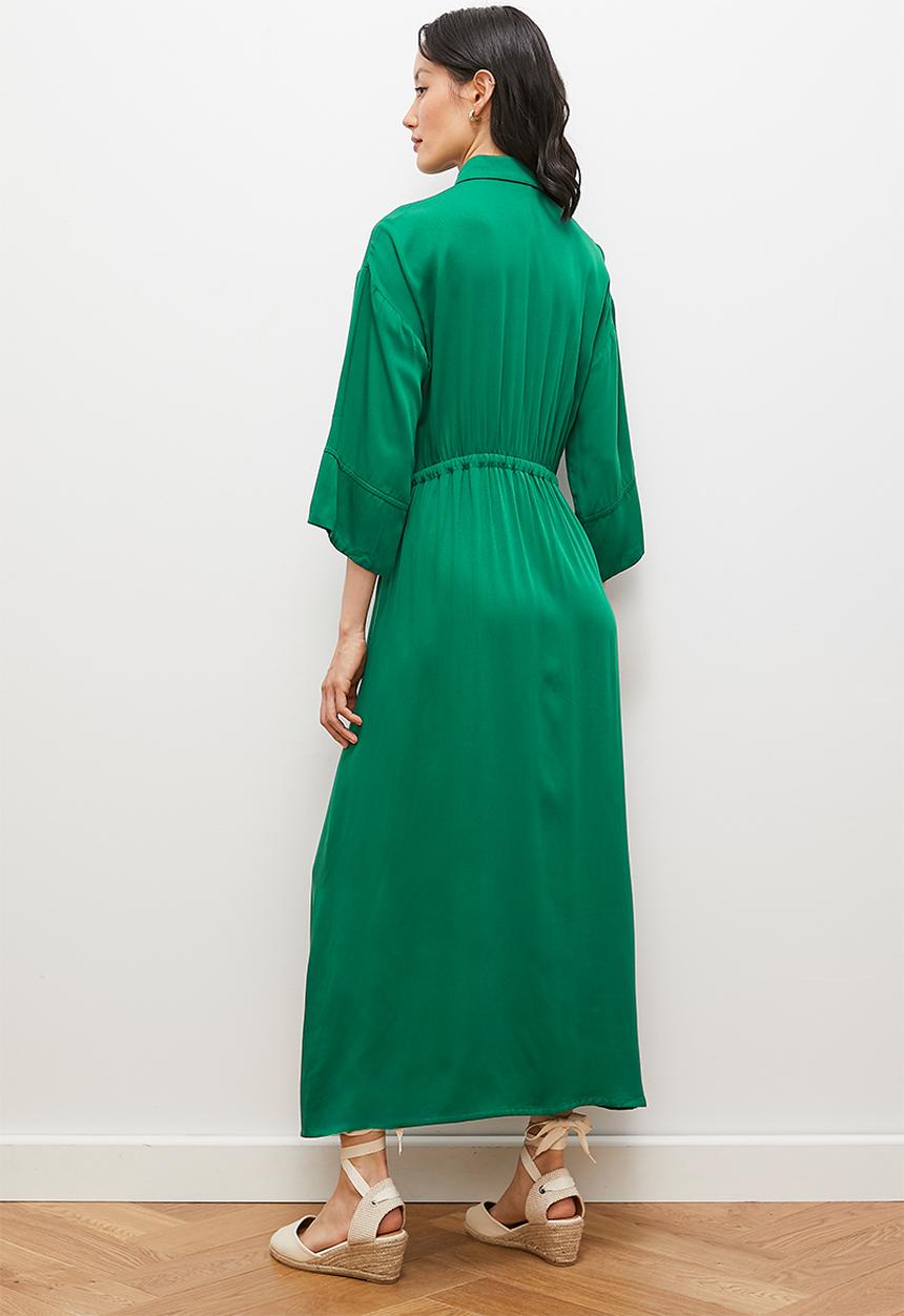 edit - Soft waisted shirt dress - green