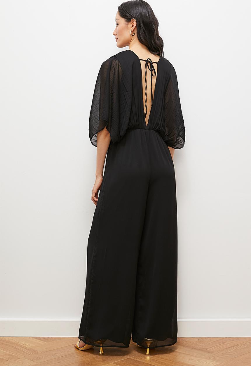 edit - Pleated dolman sleeve jumpsuit - black