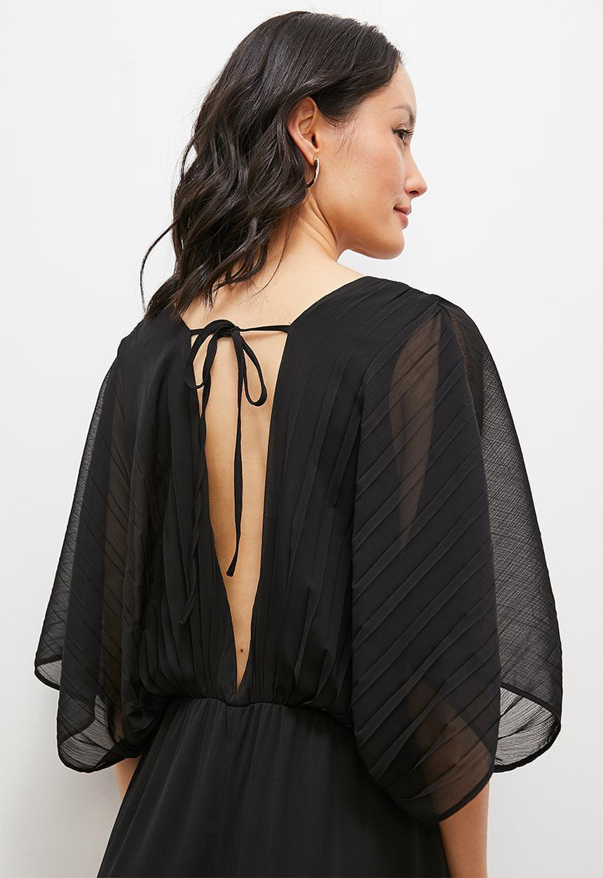 edit - Pleated dolman sleeve jumpsuit - black