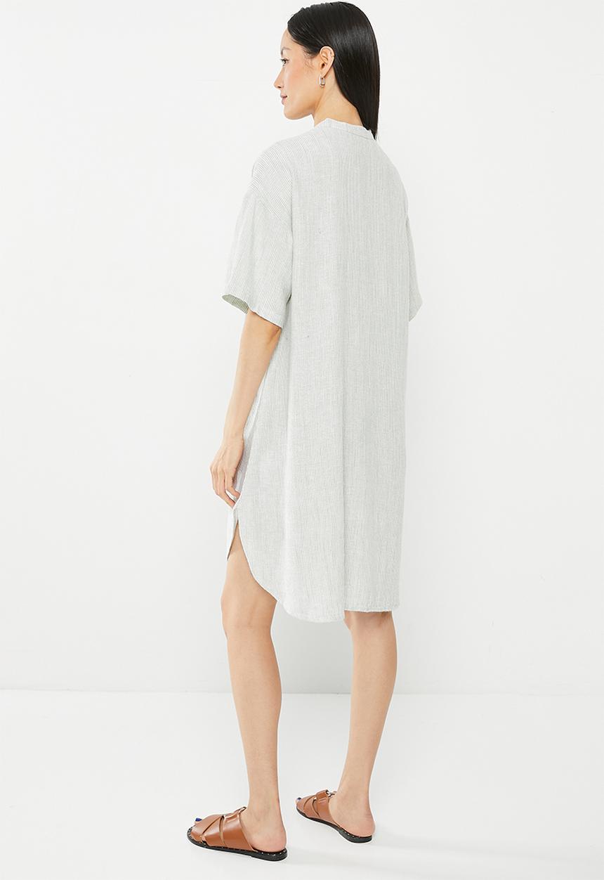 Vero Moda - Linen 2/4 stripe tunic - reseda snow white
