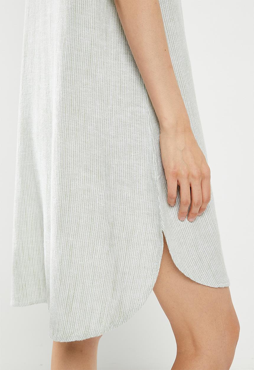Vero Moda - Linen 2/4 stripe tunic - reseda snow white