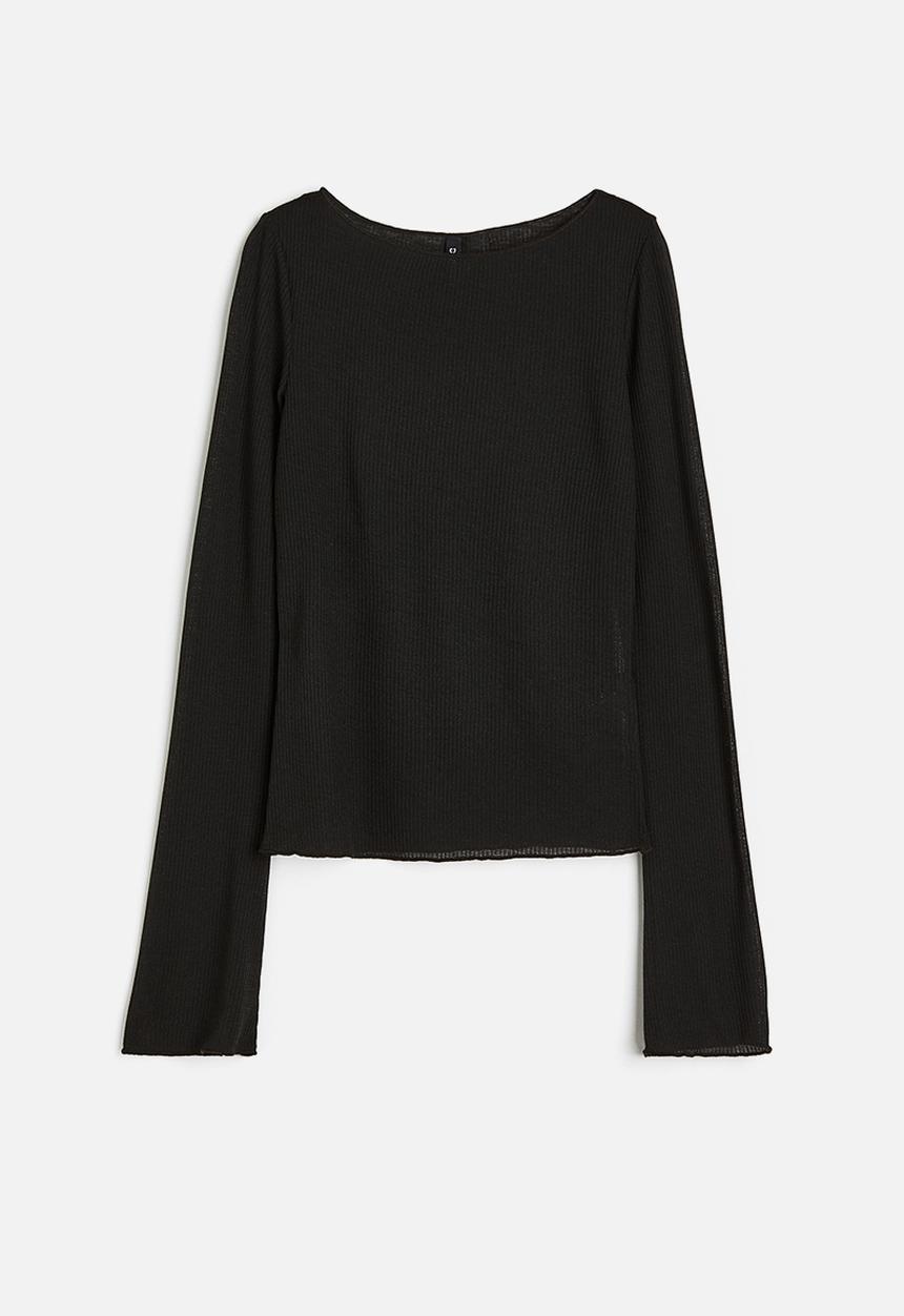 H&M - Sheer ribbed top - black