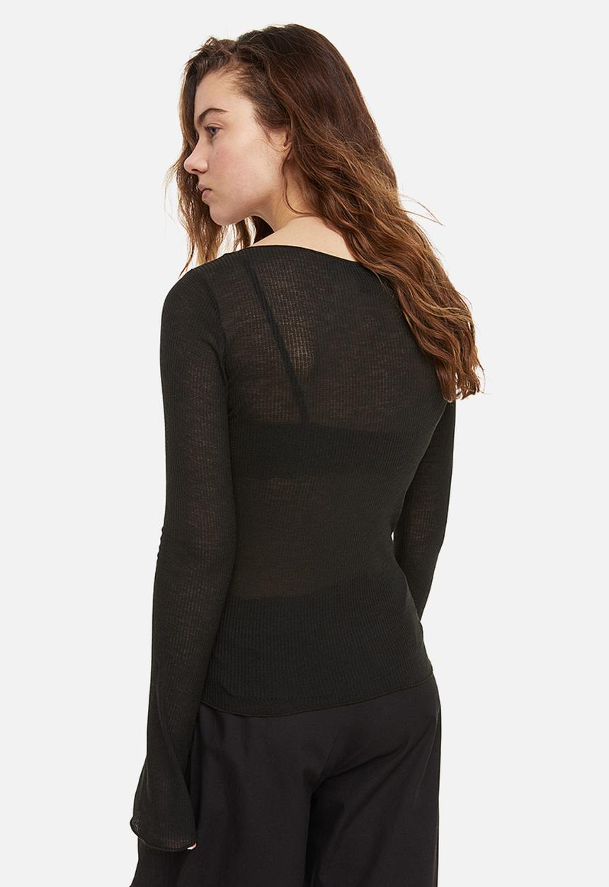 H&M - Sheer ribbed top - black