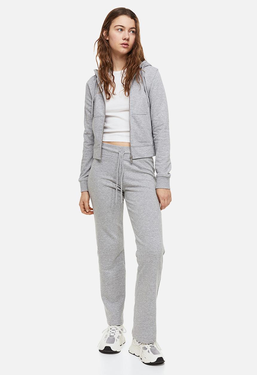 H&M - Fitted zip-through hoodie - light grey marl