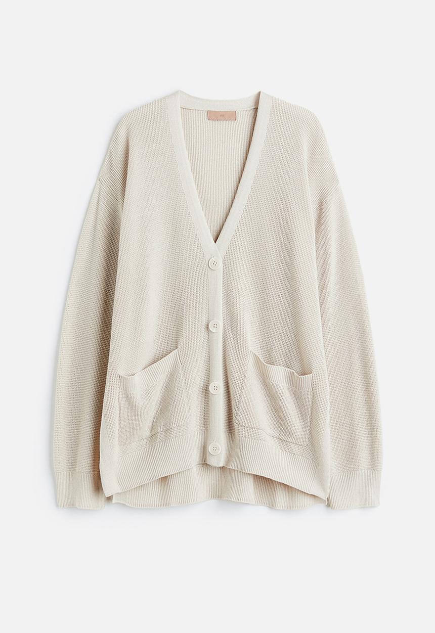 H&M - Waffle-knit cardigan - greige