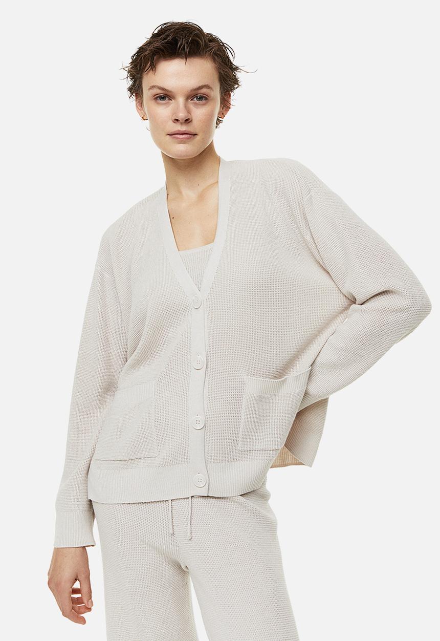 H&M - Waffle-knit cardigan - greige