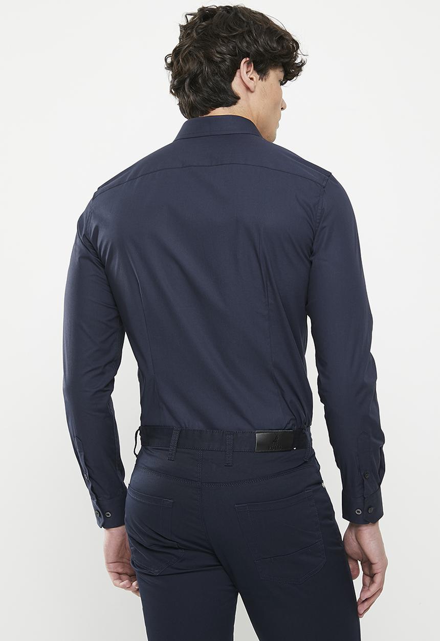 POLO - Mens slim stretch long sleeve shirt - navy 