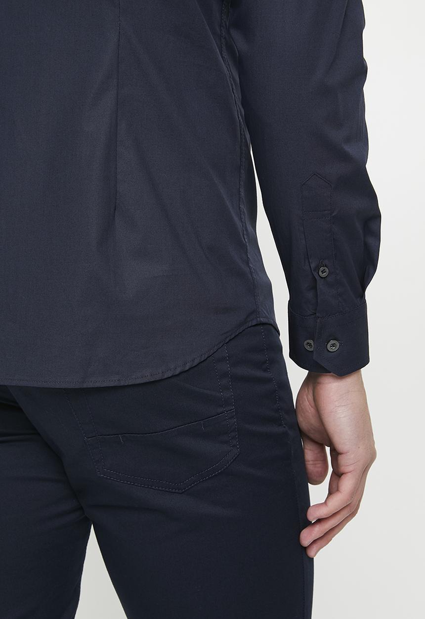 POLO - Mens slim stretch long sleeve shirt - navy 