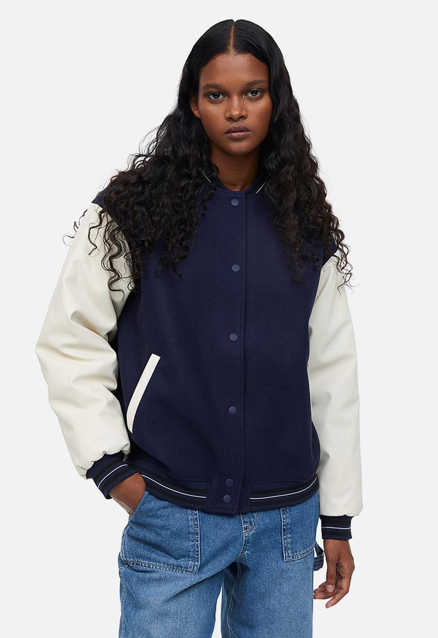 H&M - Baseball jacket - dark blue/block-coloured