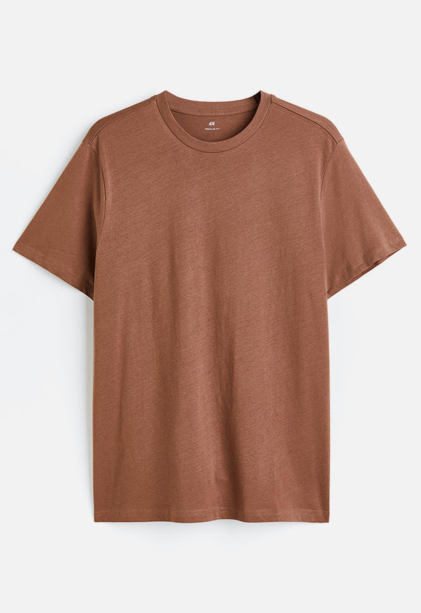 H&M - Regular fit round-neck T-shirt - brown