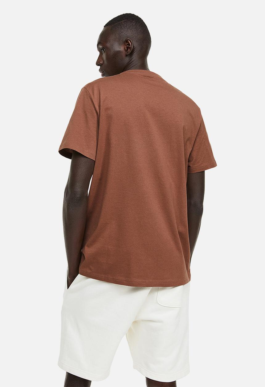 H&M - Regular fit round-neck T-shirt - brown