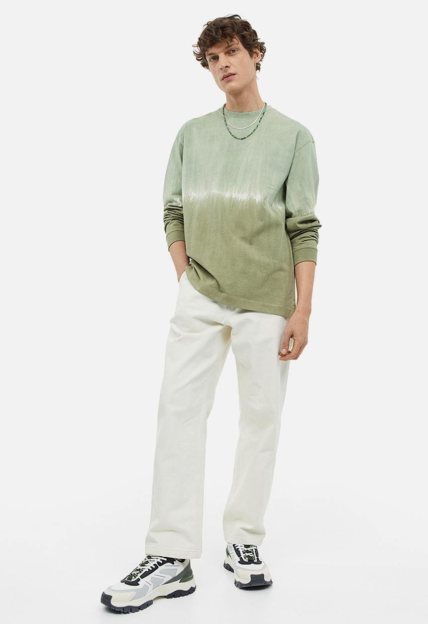 H&M - Relaxed fit jersey top - sage green/tie-dye