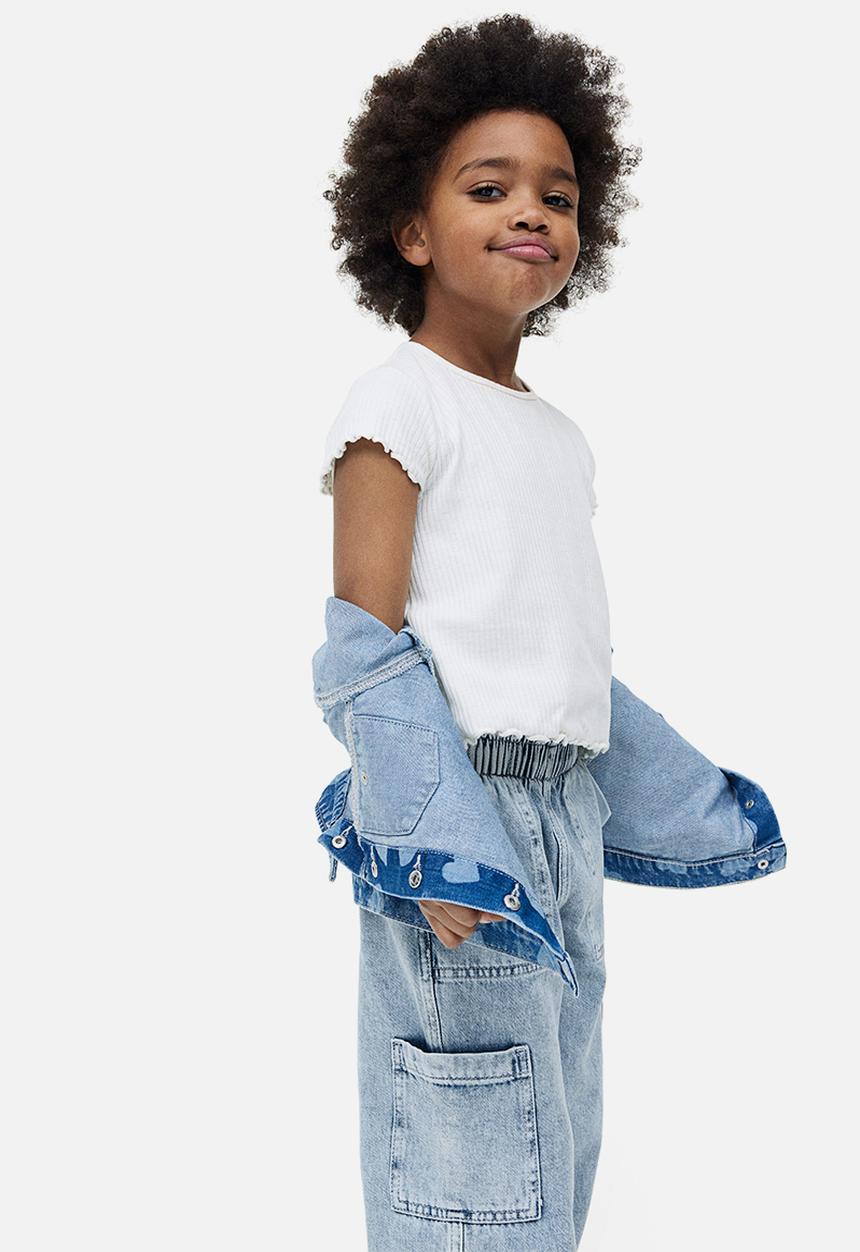 H&M - Cargo pull-on trousers - light denim blue