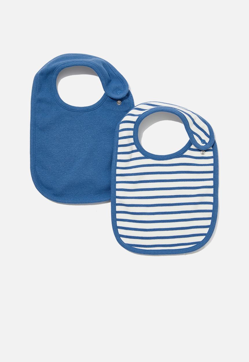 Cotton On - 2 pack essentials bib - petty blue organic