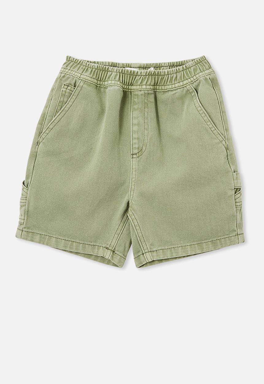 Cotton On - Balloon fit worker short - deep sage wash